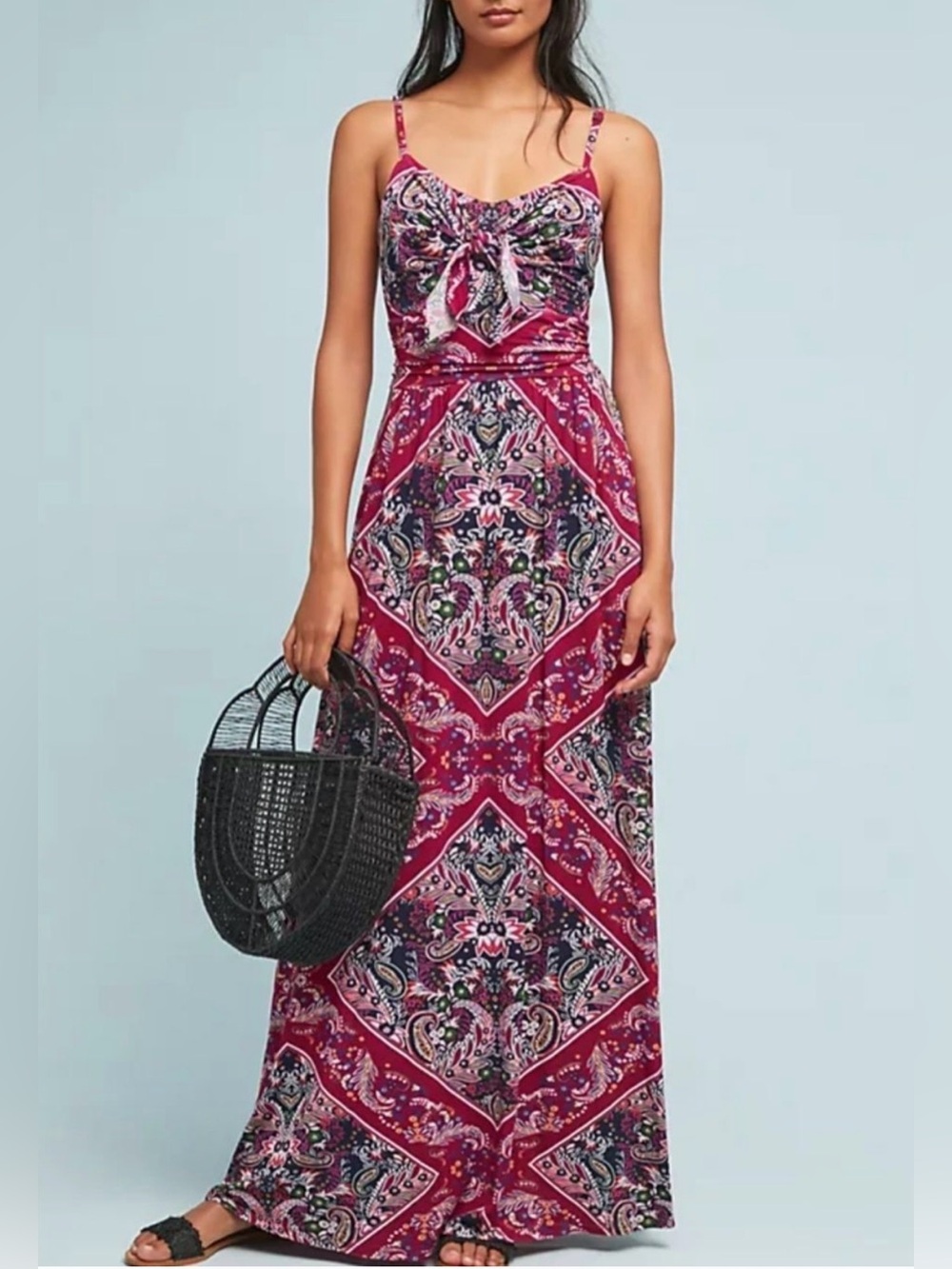 Anthropologie Moulinette Soeurs Fuchsia‎ Pink Paisley Brisbane Maxi Dress S Soft